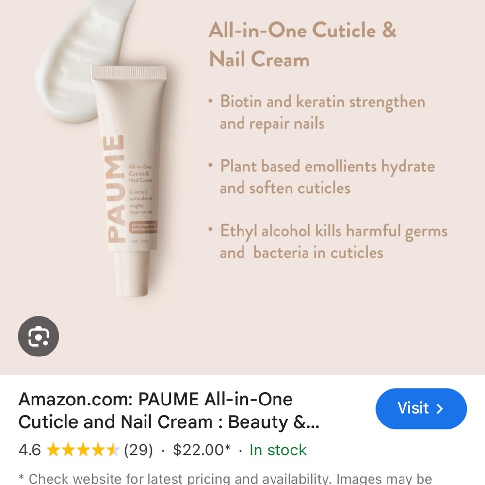 Paume all in one cuticle and nail cream NIB 0.75OZ